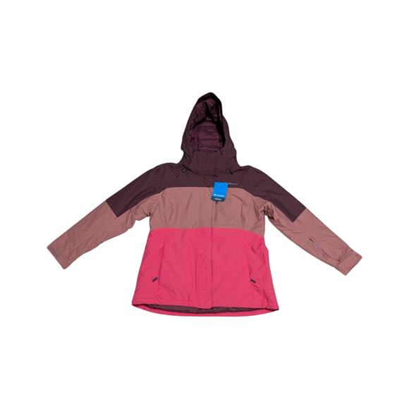 Columbia Atlas Mountains Ski Jacket Colorblock Winter Coat Pink Red Womens XL - Picture 1 of 5